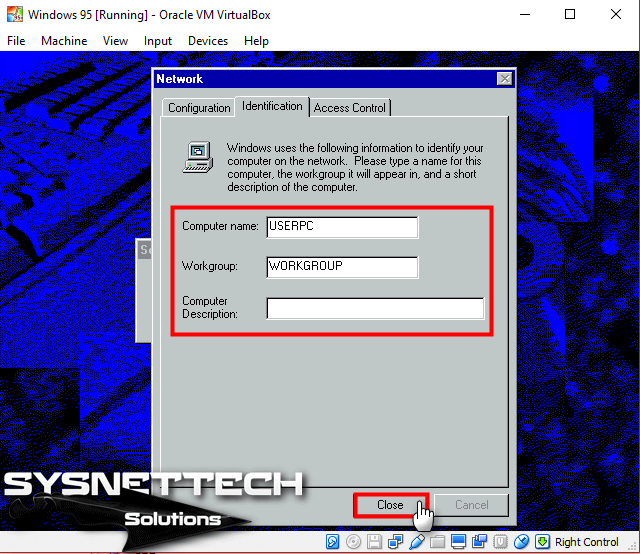 vistualbox install windows 95